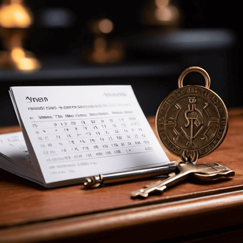 열린 이메일 봉투 위에 떠 있는 열쇠와 달력이 이메일 제목줄을 강조하며 중요한 일정이나 해결 방안을 상징적으로 표현하고 있습니다.